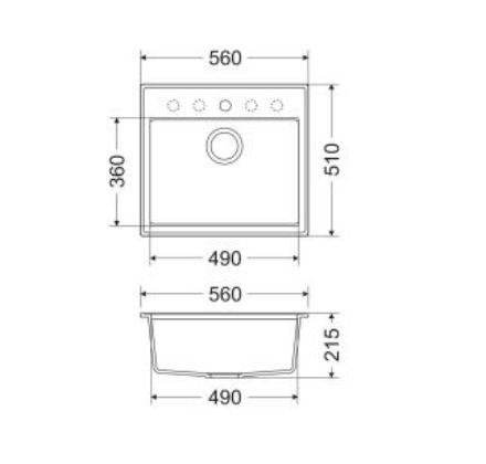 Mutassa a/az Mofém Zenit 1B 560x510mm (1 medence) beépíthető metál fekete gránit mosogató szifoncsomaggal részleteit Kép Mofém Zenit 1B 560x510mm (1 medence) beépíthető metál fekete gránit mosogató szifoncsomaggal