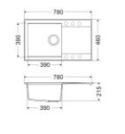 Kép Mofém Zenit 78 1B 1D 780x460mm (1 medence, 1 csepptálca) beépíthető bézs gránit mosogató szifoncsomagga