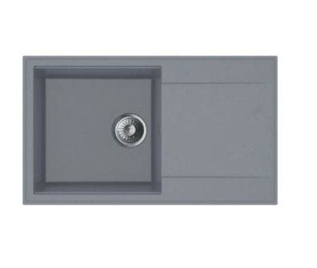 Kép Mofém Zenit 78 1B 1D 780x460mm (1 medence, 1 csepptálca) beépíthető szürke gránit mosogató szifoncsomaggal