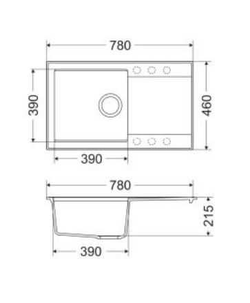 Mutassa a/az Mofém Zenit 78 1B 1D 780x460mm (1 medence, 1 csepptálca) beépíthető szürke gránit mosogató szifoncsomaggal részleteit Kép Mofém Zenit 78 1B 1D 780x460mm (1 medence, 1 csepptálca) beépíthető szürke gránit mosogató szifoncsomaggal