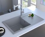Kép Mofém Zenit 78 1B 1D 780x460mm (1 medence, 1 csepptálca) beépíthető szürke gránit mosogató szifoncsomaggal