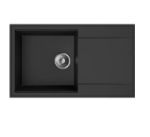 Kép Mofém Zenit 78 1B 1D 780x460mm (1 medence, 1 csepptálca) beépíthető metál fekete gránit mosogató szifoncsomaggal