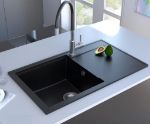 Kép Mofém Zenit 78 1B 1D 780x460mm (1 medence, 1 csepptálca) beépíthető metál fekete gránit mosogató szifoncsomaggal