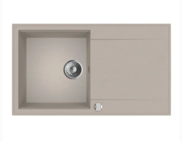 Kép Mofém Zenit 86 1B 1D 860x460mm (1 medence, 1 csepptálca) beépíthető bézs gránit mosogató szifoncsomaggal