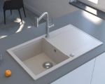 Kép Mofém Zenit 86 1B 1D 860x460mm (1 medence, 1 csepptálca) beépíthető bézs gránit mosogató szifoncsomaggal