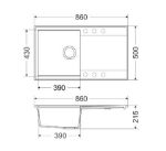 Kép Mofém Zenit 86 1B 1D 860x460mm (1 medence, 1 csepptálca) beépíthető bézs gránit mosogató szifoncsomaggal