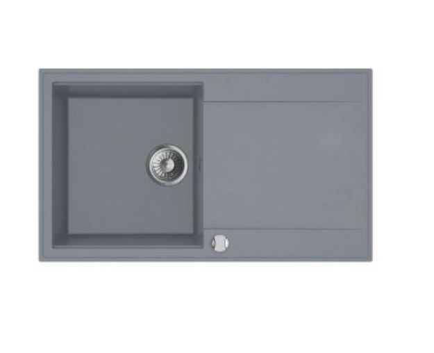 Kép Mofém Zenit 86 1B 1D 860x460mm (1 medence, 1 csepptálca) beépíthető szürke gránit mosogató szifoncsomaggal
