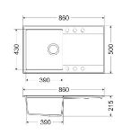 Kép Mofém Zenit 86 1B 1D 860x460mm (1 medence, 1 csepptálca) beépíthető szürke gránit mosogató szifoncsomaggal