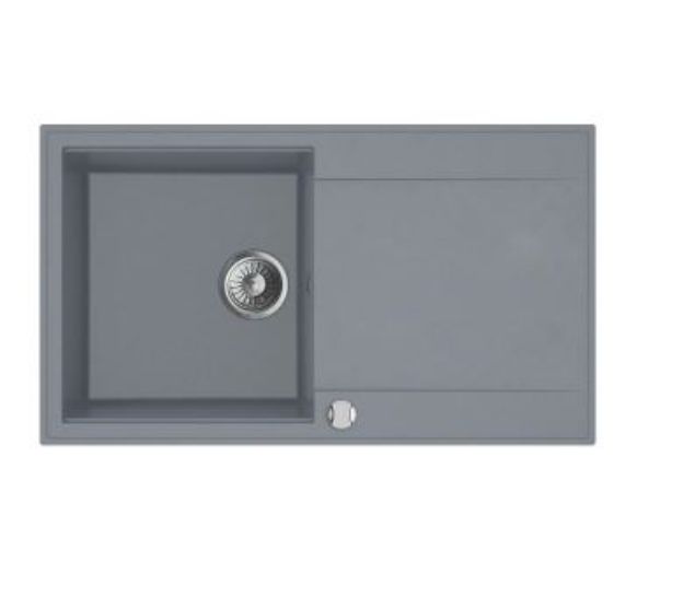 Kép Mofém Zenit 78 1B 1D 780x460mm (1 medence, 1 csepptálca) beépíthető szürke gránit mosogató szifoncsomaggal
