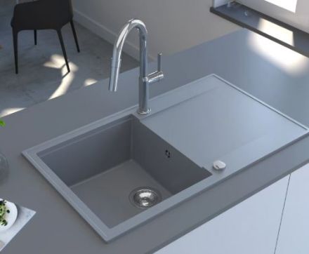 Mutassa a/az Mofém Zenit 78 1B 1D 780x460mm (1 medence, 1 csepptálca) beépíthető szürke gránit mosogató szifoncsomaggal részleteit Kép Mofém Zenit 78 1B 1D 780x460mm (1 medence, 1 csepptálca) beépíthető szürke gránit mosogató szifoncsomaggal