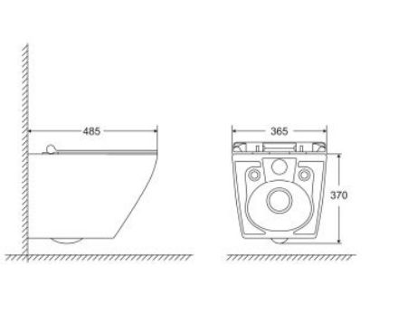Mutassa a/az Mofém EVO Perem nélküli fali WC, Soft Close ülőkével részleteit Kép Mofém EVO Perem nélküli fali WC, Soft Close ülőkével