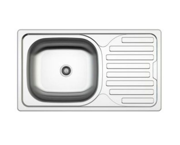 Kép Mofém EVO2 1B1D 760x435mm (1 medence, 1 csepptálca) beépíthető mosogató szifoncsomaggal