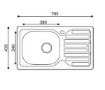 Kép Mofém EVO2 1B1D 760x435mm (1 medence, 1 csepptálca) beépíthető mosogató szifoncsomaggal
