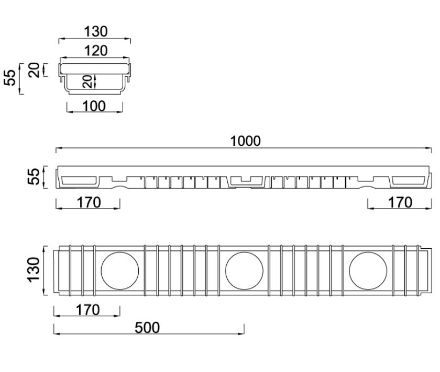 Mutassa a/az Styron Alacsony kültéri folyóka 1 m. műanyag ráccsal részleteit Kép Styron Alacsony kültéri folyóka 1 m. műanyag ráccsal