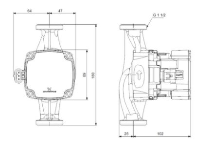 Mutassa a/az Grundfos ALPHA1 25-60 180 A-energiaosztályú, fűtési keringető szivattyú részleteit Kép Grundfos ALPHA1 25-60 180 A-energiaosztályú, fűtési keringető szivattyú