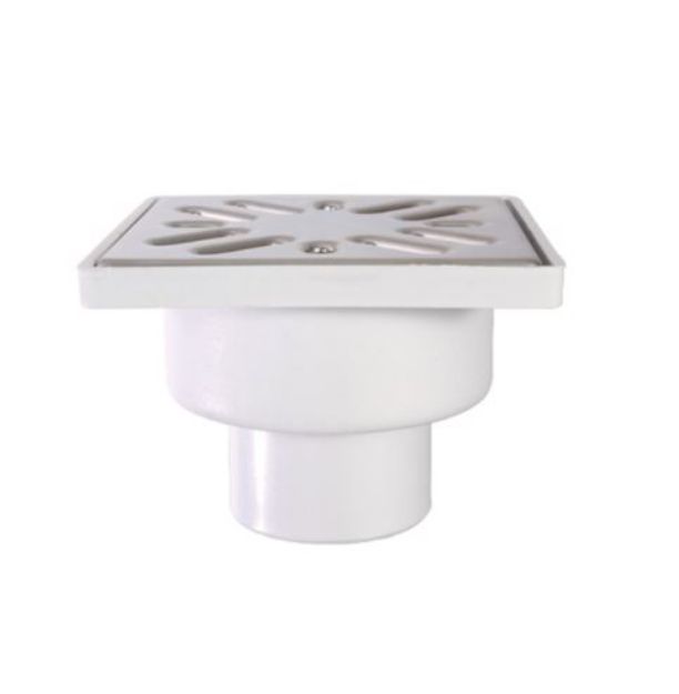 Kép Styron Épített zuhanytálcához lefolyószelep DN50mm, 100 x 100mm rozsdamentes ráccsal, függőleges