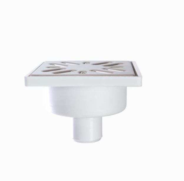 Kép Styron Épített zuhanytálcához szifon DN32mm, 100 x 100mm alsós rozsdamentes ráccsal
