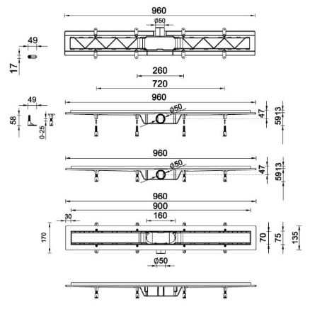 Mutassa a/az Styron Beltéri folyóka 900-as Drops ráccsal részleteit Kép Styron Beltéri folyóka 900-as Drops ráccsal