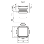 Kép Alcaplast APV240 Padlóösszefolyó függőleges elvezetéssel NA50, (130x130mm)