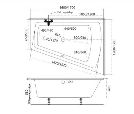 Mutassa a/az M-ACRYL Trinity 170x130 jobbos akryl fürdőkád lábbal részleteit Kép M-ACRYL Trinity 170x130 jobbos akryl fürdőkád lábbal