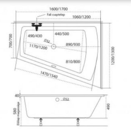 Mutassa a/az M-ACRYL Trinity 170x130 balos akryl fürdőkád lábbal részleteit Kép M-ACRYL Trinity 170x130 balos akryl fürdőkád lábbal