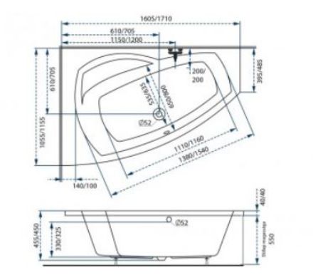 Mutassa a/az M-ACRYL MINIMA 160x95 jobbos akryl fürdőkád lábbal részleteit Kép M-ACRYL MINIMA 160x95 jobbos akryl fürdőkád lábbal