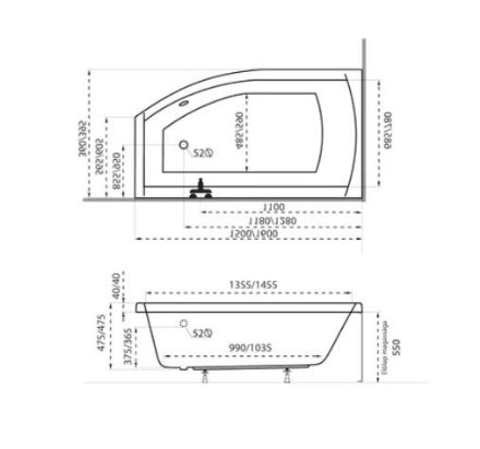 Mutassa a/az M-ACRYL MINIMA 160x95 balos akryl fürdőkád lábbal részleteit Kép M-ACRYL MINIMA 160x95 balos akryl fürdőkád lábbal