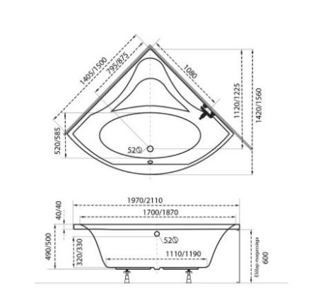 Mutassa a/az M-ACRYL Rita 150x150 akryl fürdőkád lábbal részleteit Kép M-ACRYL Rita 150x150 akryl fürdőkád lábbal