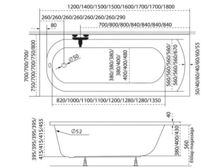 Mutassa a/az M-ACRYL Slim Sandra 170x70 akryl fürdőkád lábbal részleteit Kép M-ACRYL Slim Sandra 170x70 akryl fürdőkád lábbal