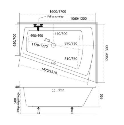 Mutassa a/az M-ACRYL Trinity 160x120 balos akryl fürdőkád lábbal részleteit Kép M-ACRYL Trinity 160x120 balos akryl fürdőkád lábbal