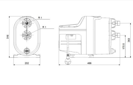 Mutassa a/az Grundfos SCALA1 5-55 kompakt nyomásfokozó szivattyú részleteit Kép Grundfos SCALA1 5-55 kompakt nyomásfokozó szivattyú