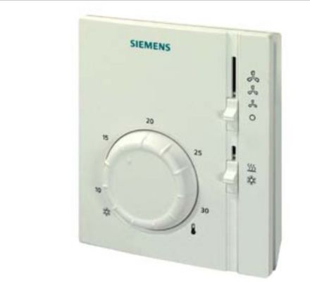 Mutassa a/az Siemens RAB31 Elektromechanikus szobatermosztát 4-csöves fan coilokhoz, fűtés/hűtés kapcsolóval részleteit Kép Siemens RAB31 Elektromechanikus szobatermosztát 4-csöves fan coilokhoz, fűtés/hűtés kapcsolóval