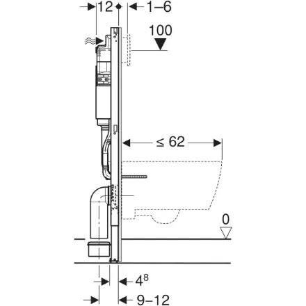 Mutassa a/az Geberit BASIC Duofix fali WC elem, elölről működtethető falsík alatti UP100 öblítőtartállyal részleteit Kép Geberit BASIC Duofix fali WC elem, elölről működtethető falsík alatti UP100 öblítőtartállyal