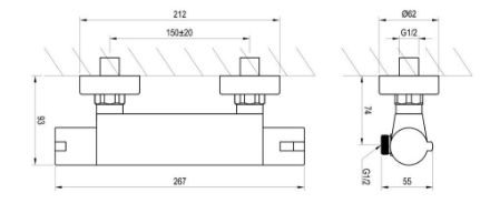 Mutassa a/az Ravak fali termosztátos zuhanycsaptelep, 150mm-lapos szett nélkül TE 072.00/150 részleteit Kép Ravak fali termosztátos zuhanycsaptelep, 150mm-lapos szett nélkül TE 072.00/150