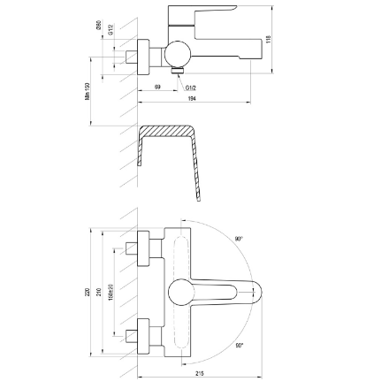 Mutassa a/az Ravak PU 022.20BL fali kádcsaptelep, MATT FEKETE részleteit Kép Ravak PU 022.20BL fali kádcsaptelep, MATT FEKETE