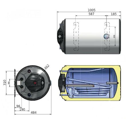 Mutassa a/az Heizer PLUS RHB 102, 100 L-es fali fekvő használati melegvíz tároló, egy hőcserélővel, 2kW fűtőbetéttel(0,35m2) részleteit Kép Heizer PLUS RHB 102, 100 L-es fali fekvő használati melegvíz tároló, egy hőcserélővel, 2kW fűtőbetéttel(0,35m2)