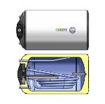 Kép Heizer PLUS RHB 102, 100 L-es fali fekvő használati melegvíz tároló, egy hőcserélővel, 2kW fűtőbetéttel(0,35m2)