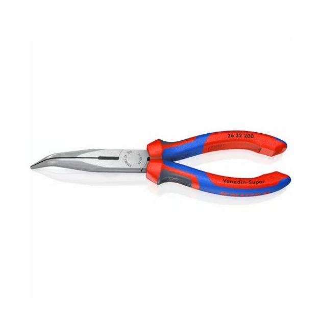 Kép Knipex íves félkerek csőrű fogó vágóéllel, krómozott 200mm