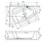 Kép M-ACRYL Claudia 170x115 balos akryl fürdőkád lábbal 12400