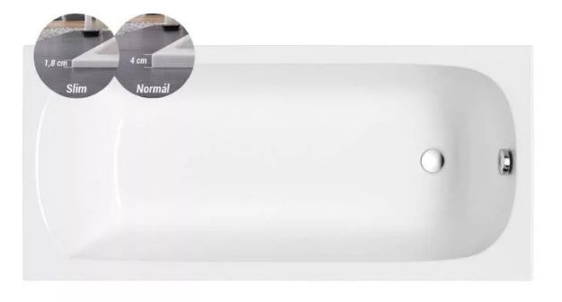Kép M-ACRYL Slim Mira 180x80 akryl fürdőkád lábbal 12487