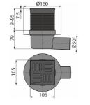 Kép Alcaplast Padlóösszefolyó vízszintes elvezetéssel NA50, rozsdamentes rács, fekete-matt (105x105mm), kombinált SMART bűzzár
