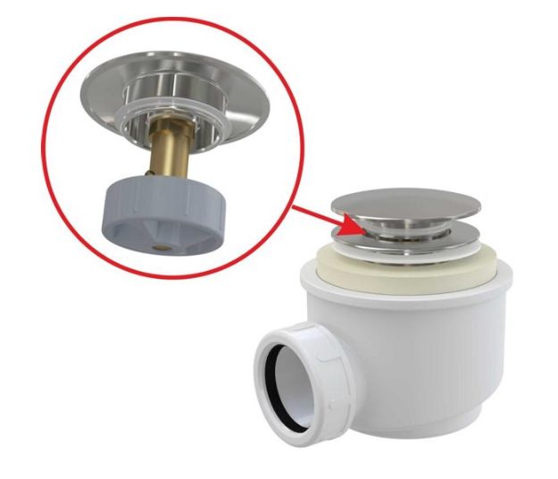 Kép Alcaplast A465C-50 zuhanytálca szifon click-clack leeresztővel, fém