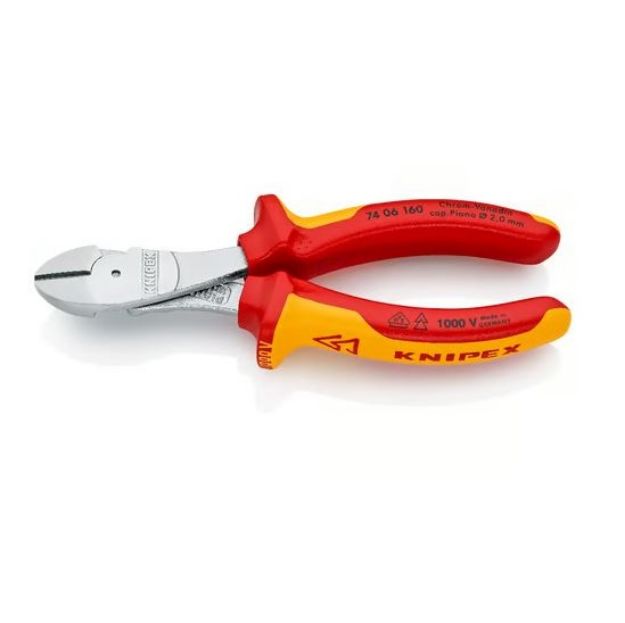 Kép Knipex Erő-kímélő oldalcsípőfogó, szigetelt, 160mm
