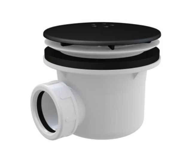 Kép Alca Plast A 49BLACK LUX NA40 D90mm zuhanytálca szifon, matt-fekete fedlappal