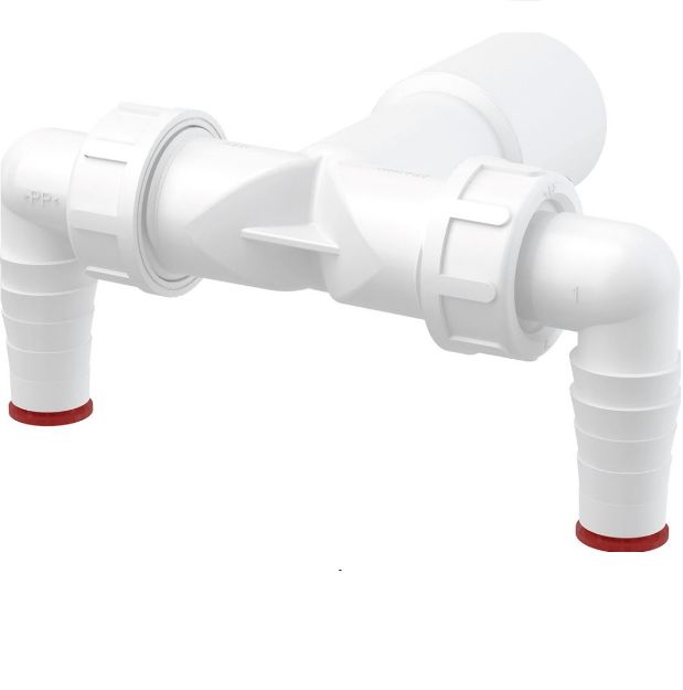 Kép AlcaPlast P155Z Dupla mosógép csatlakozó csonk DN40/32 / 17–23, visszacsapó szelepekkel