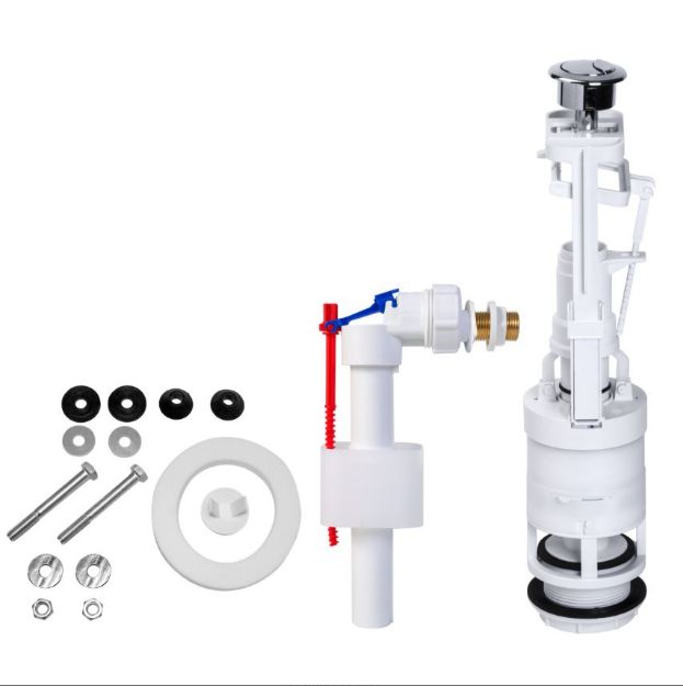 Kép Monoblokkos egységcsomag: dupla gombos öblítőszelep + réz menetes töltőszelep, szerelési egységcs