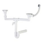 Kép Styron Kétmedencés mosogatószifon leeresztővel (114), kerek túlf.