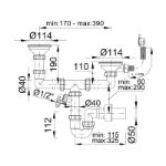 Kép Styron Kétmedencés mosogatószifon leeresztővel (114), kerek túlf.