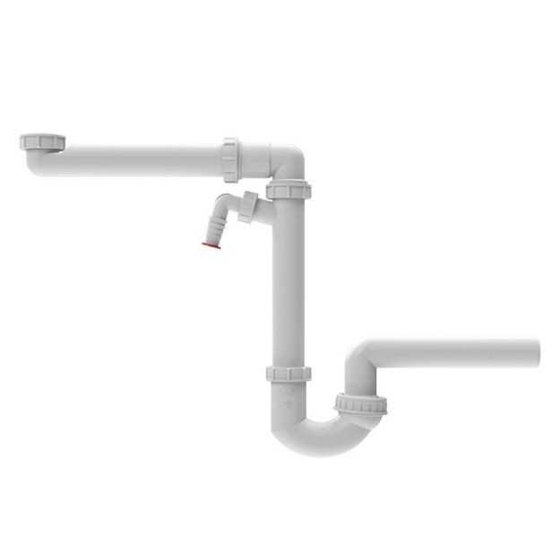 Kép HL DN40-6/4˝ helytakarékos mosogató csőszifon, mosógépcsatlakozóval