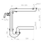 Kép HL DN40-6/4˝ helytakarékos mosogató csőszifon, mosógépcsatlakozóval